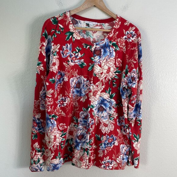 Isaac Mizrahi Live Womens XL Floral Long Sleeve Button Up Cardigan Sweater - Picture 6 of 9